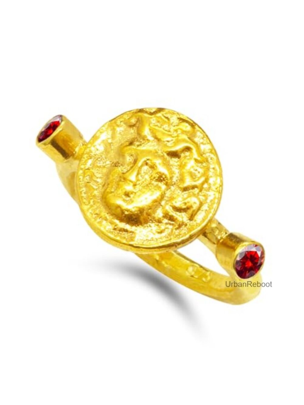 925 Sterling Silver Signet Ring 24K Gold Vermeil Handmade Cubic Zirconia